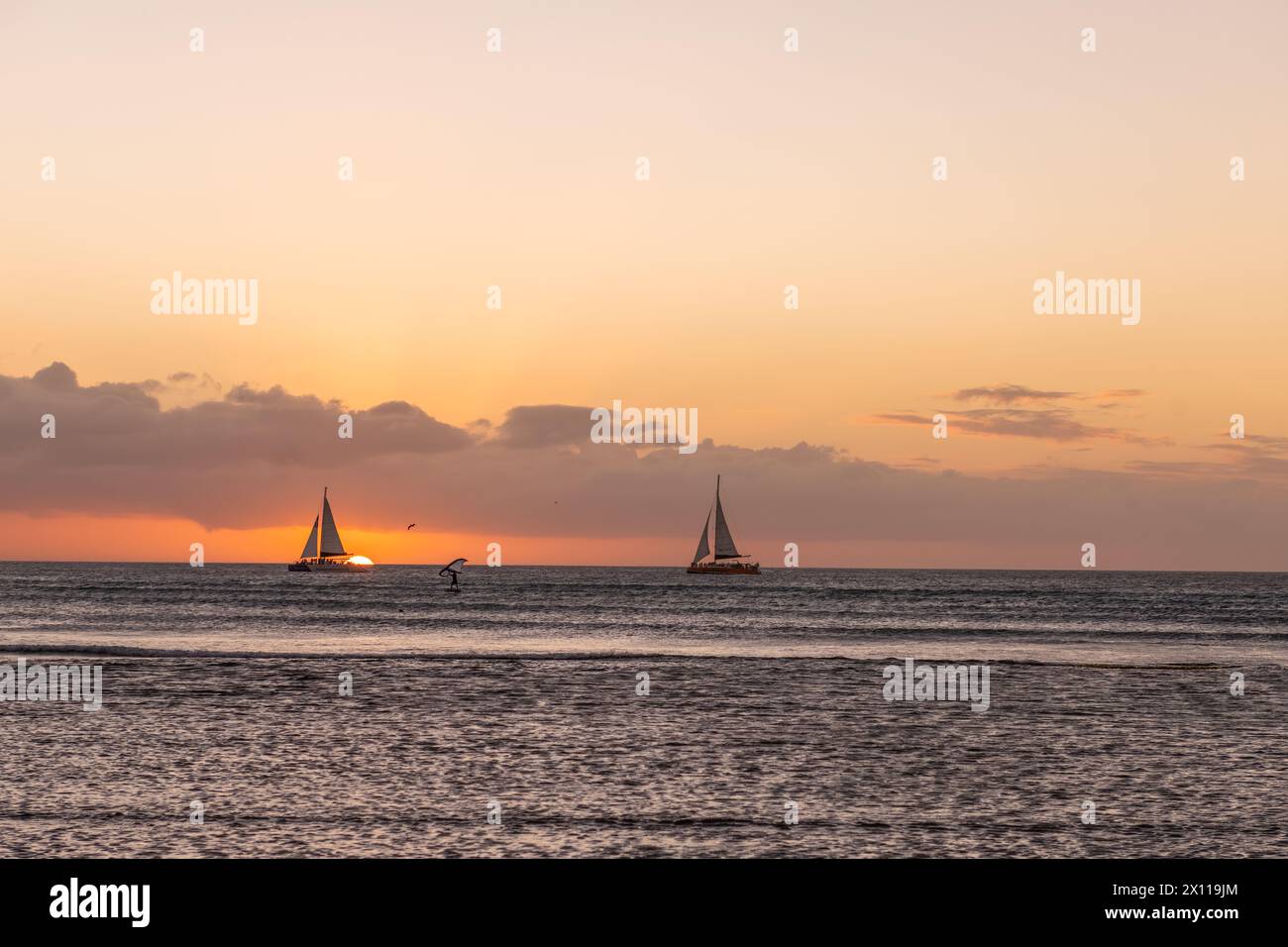 Navigazione al tramonto ad Aruba Foto Stock