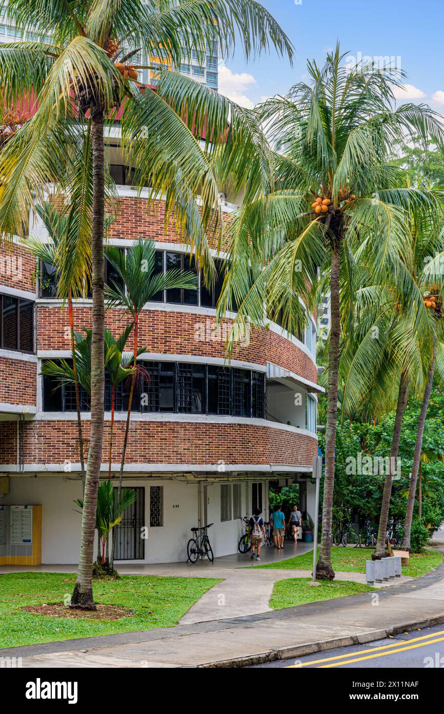 Elegante edificio di stile moderno nella tenuta Tiong Bahru, Singapore Foto Stock