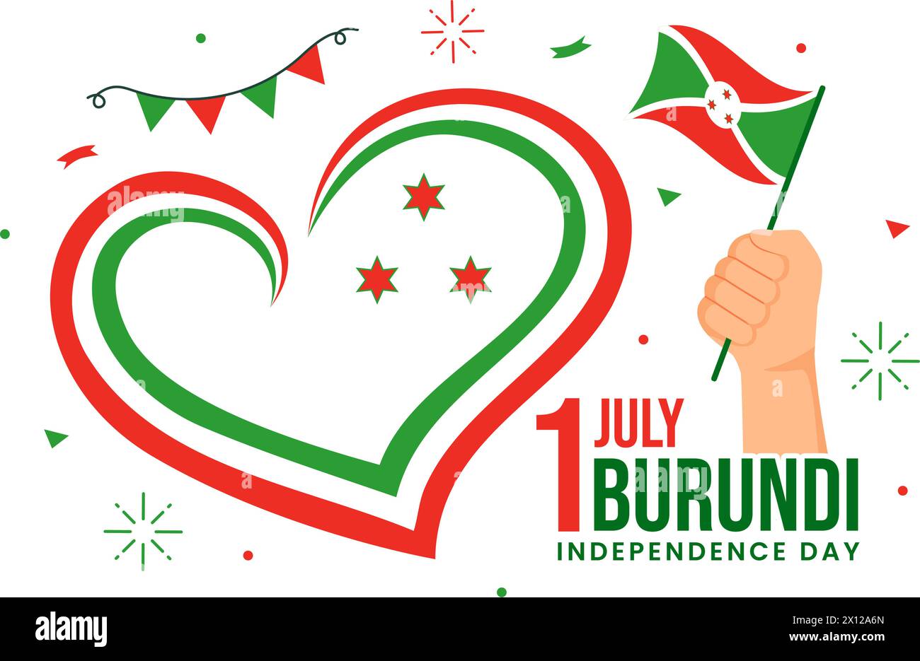 Happy Burundi Independence Day Vector Illustration on 1 July with Waving Flag and Ribbon in National Holiday Flat Cartoon background Illustrazione Vettoriale