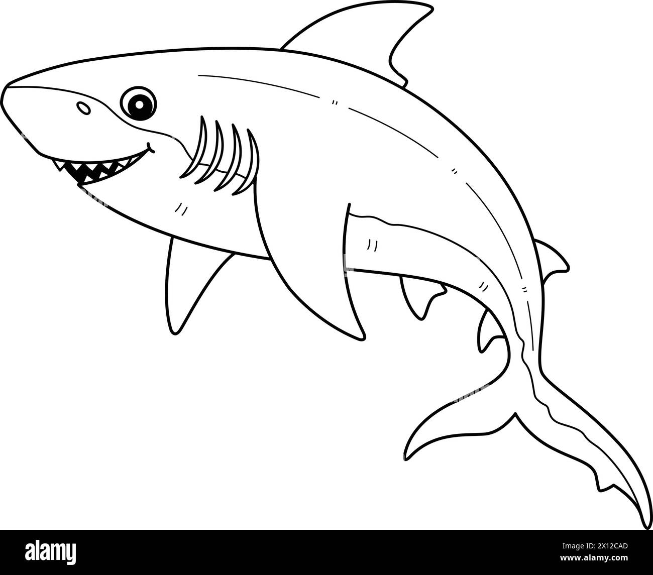 Bull Shark Isolated Coloring Page for Kids Illustrazione Vettoriale