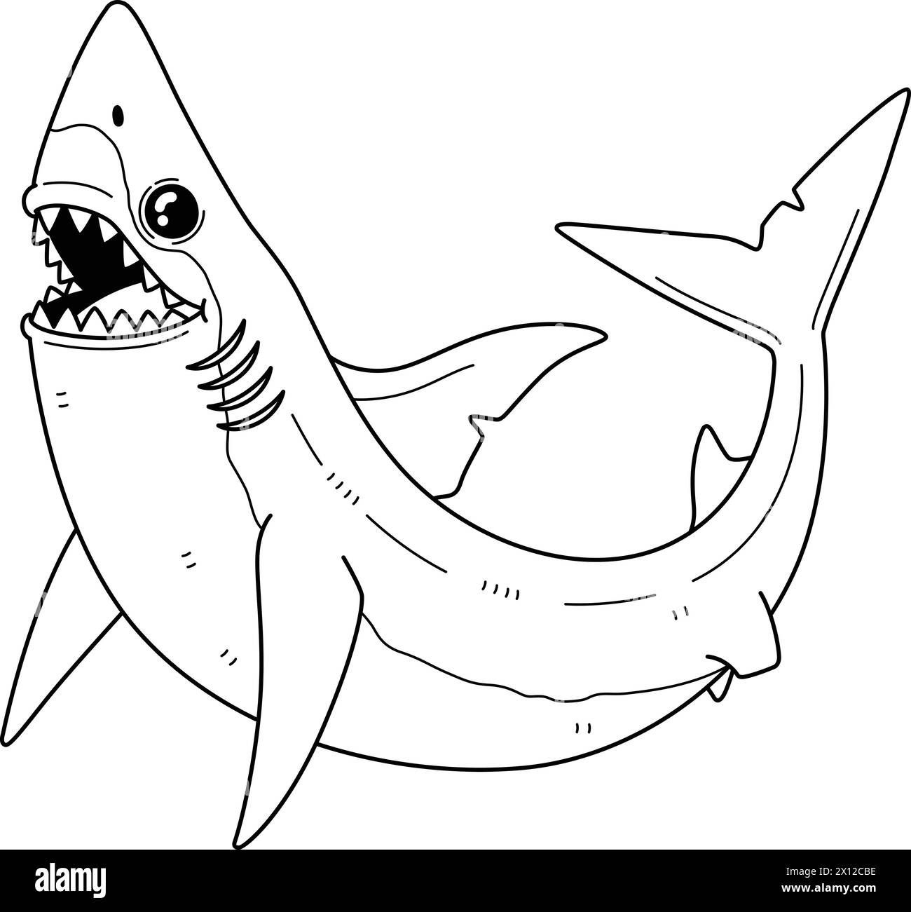 Mako Shark Isolated Coloring Page for Kids Illustrazione Vettoriale