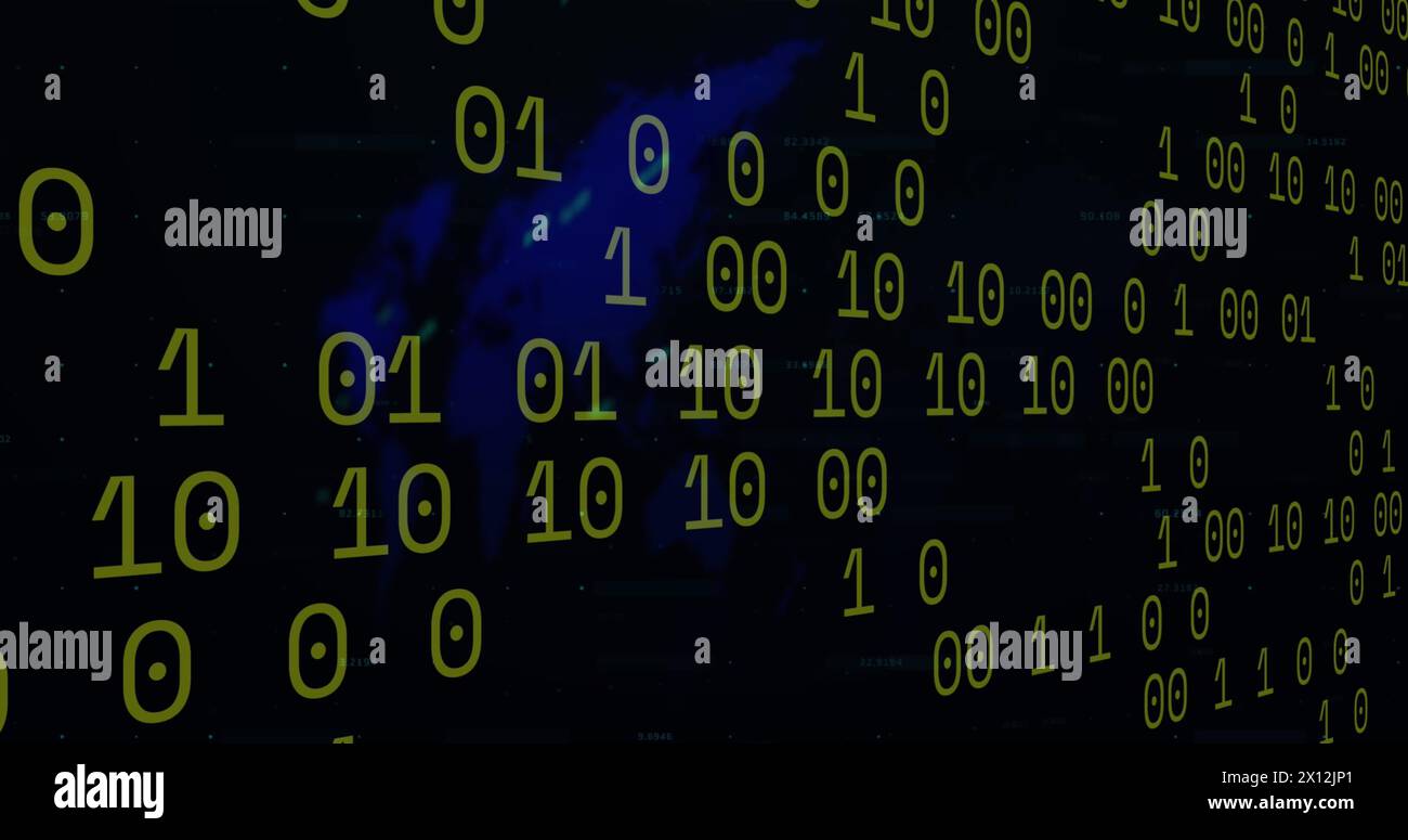 Immagine dell'elaborazione dei dati sulla mappa del mondo Foto Stock