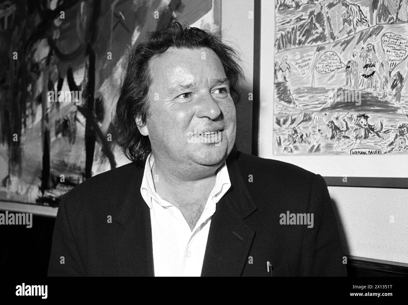 Vienna il 20 novembre 1989: Il talento drammatico degli anni '60 e '70, Wolfgang Bauer, si è presentato come cassetto e pittore nella galleria 'Vindobona' di Vienna. - 19891120 PD0009 - Rechteinfo: Diritti gestiti (RM) Foto Stock