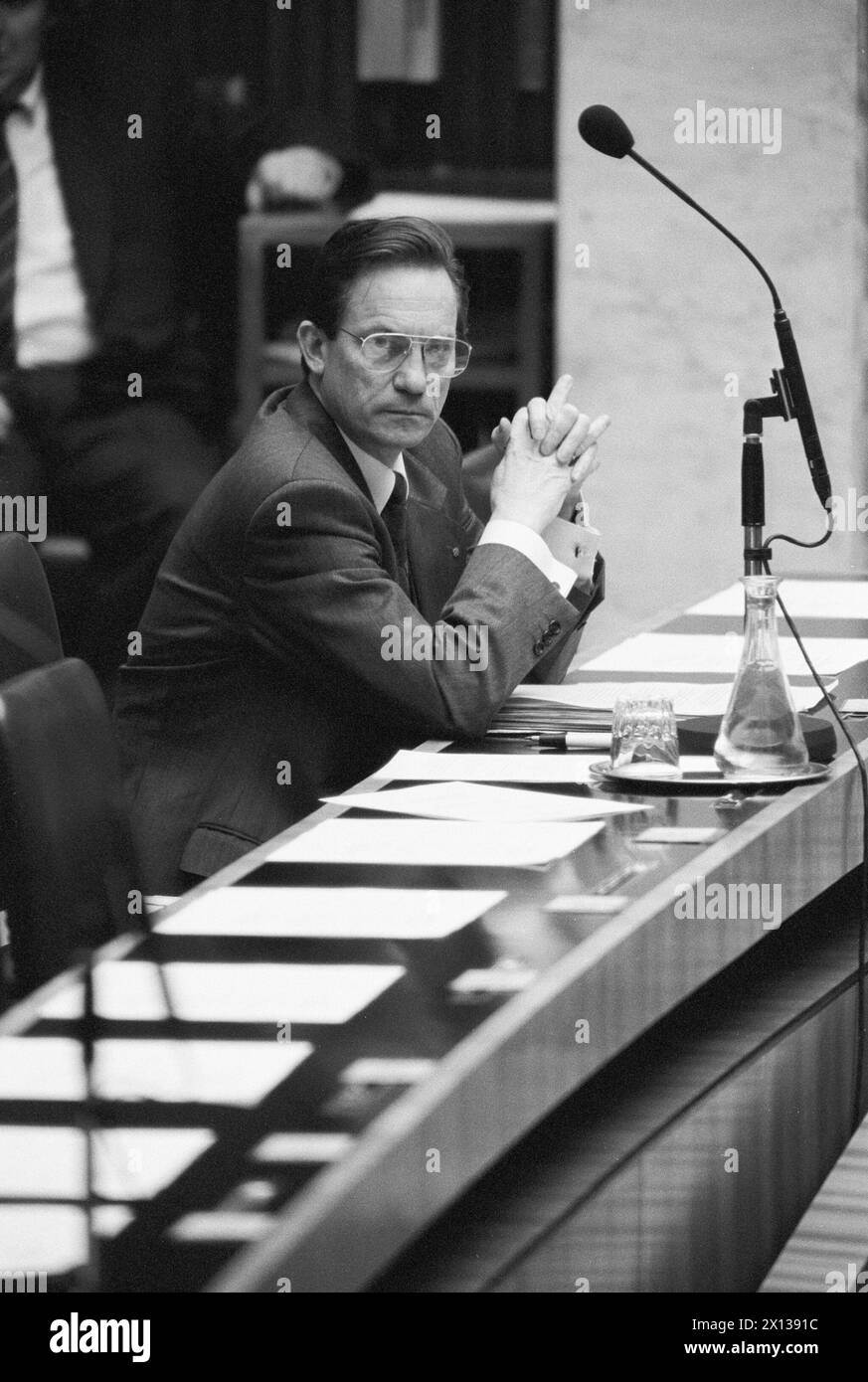 Ministro della giustizia austriaco il 26 febbraio 1992 al parlamento di Vienna. - 19920226_PD0005 - Rechteinfo: Diritti gestiti (RM) Foto Stock