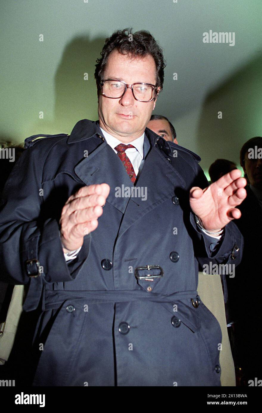 Negoziati di adesione tra l'Unione europea e l'Austria a Bruxelles il 28 febbraio 1994: Il ministro degli Esteri tedesco Klaus Kinkel. - 19940228 PD0019 - Rechteinfo: Diritti gestiti (RM) Foto Stock