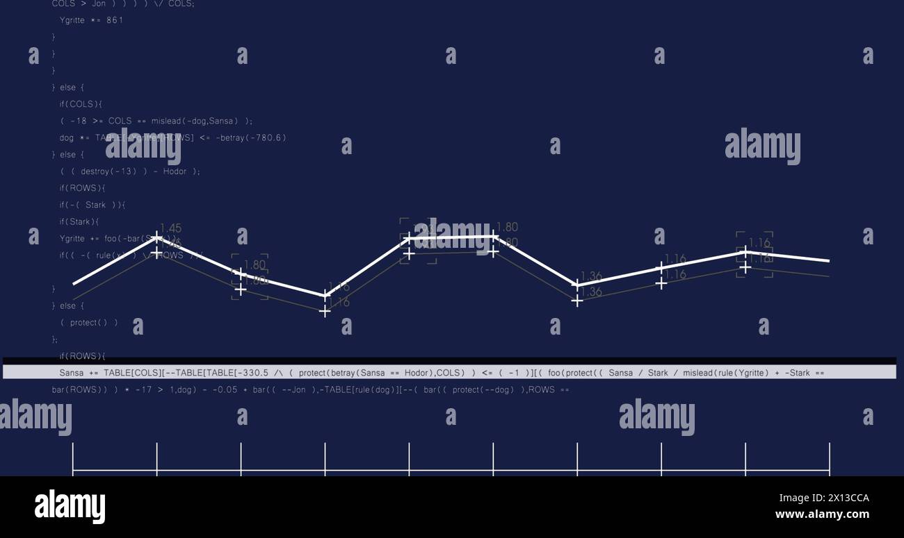 Immagine dell'effetto vhs sull'elaborazione dei dati su sfondo blu Foto Stock