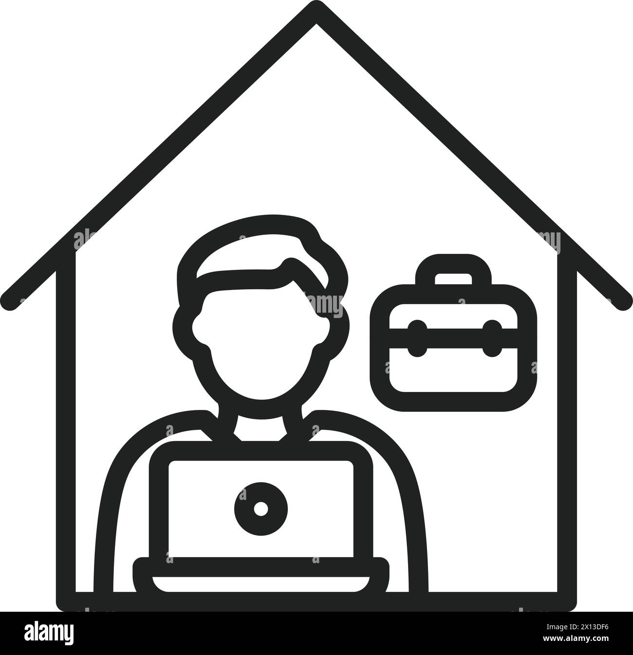 Immagine vettoriale dell'icona Work from Home (lavora da casa). Illustrazione Vettoriale