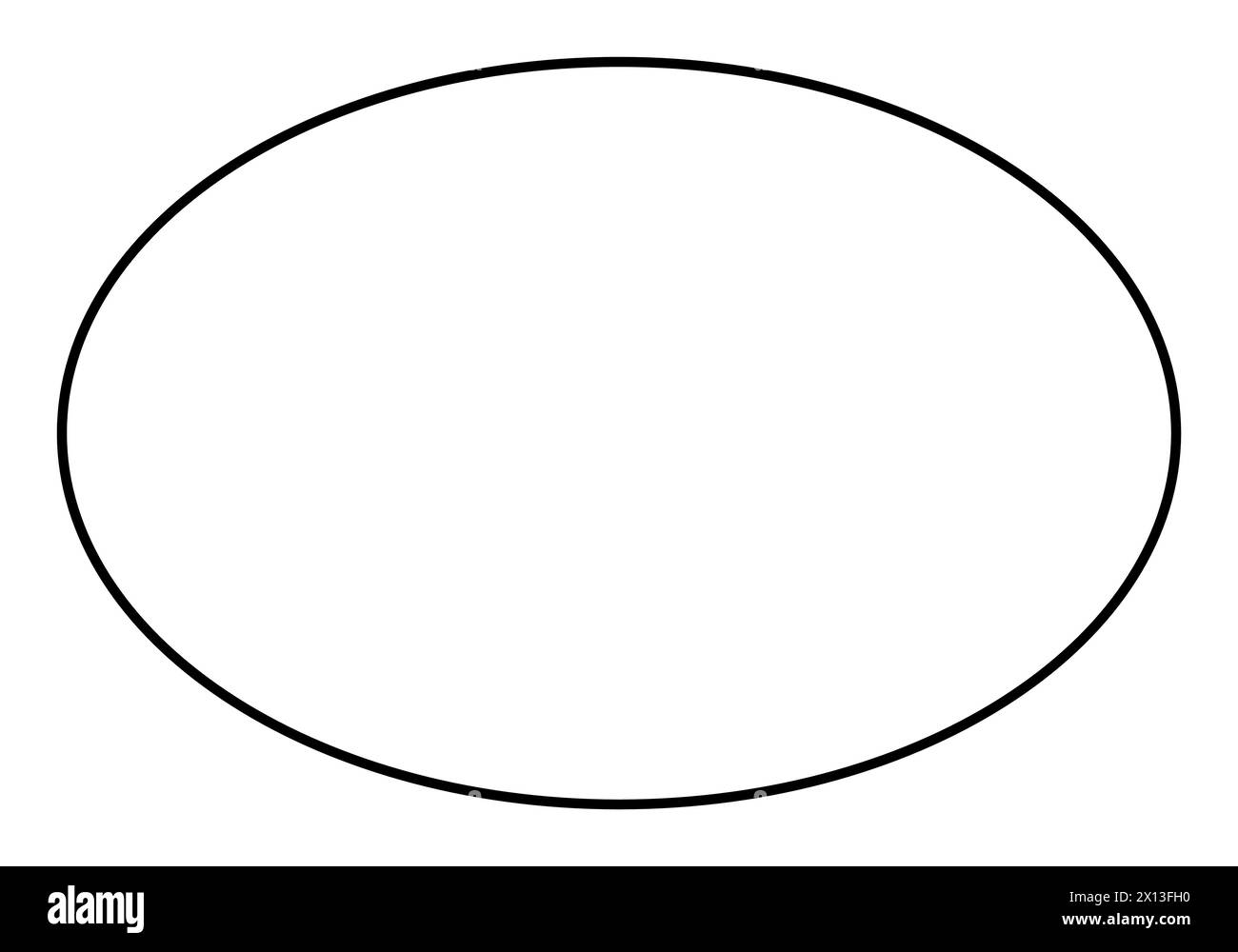 simbolo della forma dell'ellisse, illustrazione del contorno vettoriale in bianco e nero Illustrazione Vettoriale
