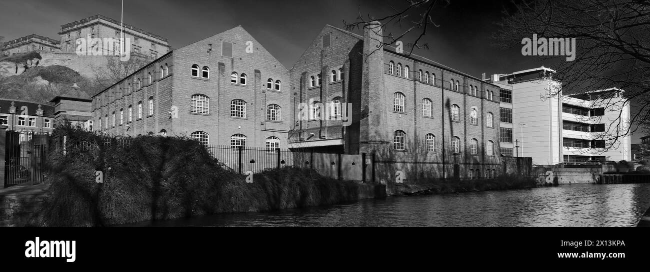 Edifici lungo il canale di Nottingham e Beeston, Castle Wharf, zona Waterfront della città di Nottingham, Nottinghamshire, Inghilterra, Regno Unito Foto Stock