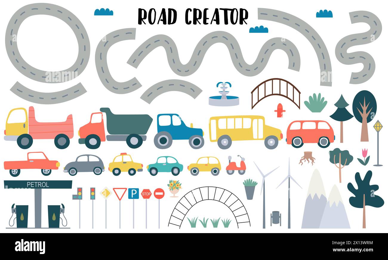Collezione Road Creator per bambini Illustrazione Vettoriale
