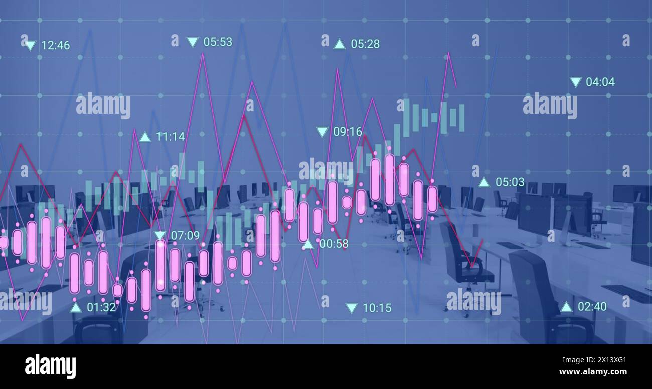 La costa di una grande città, con l'elaborazione dei dati che avviene su una rete di rete Foto Stock
