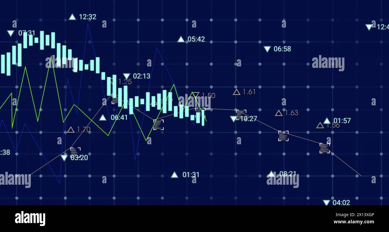 Una rappresentazione generata al computer dei moderni edifici dello skyline in riva al mare Foto Stock