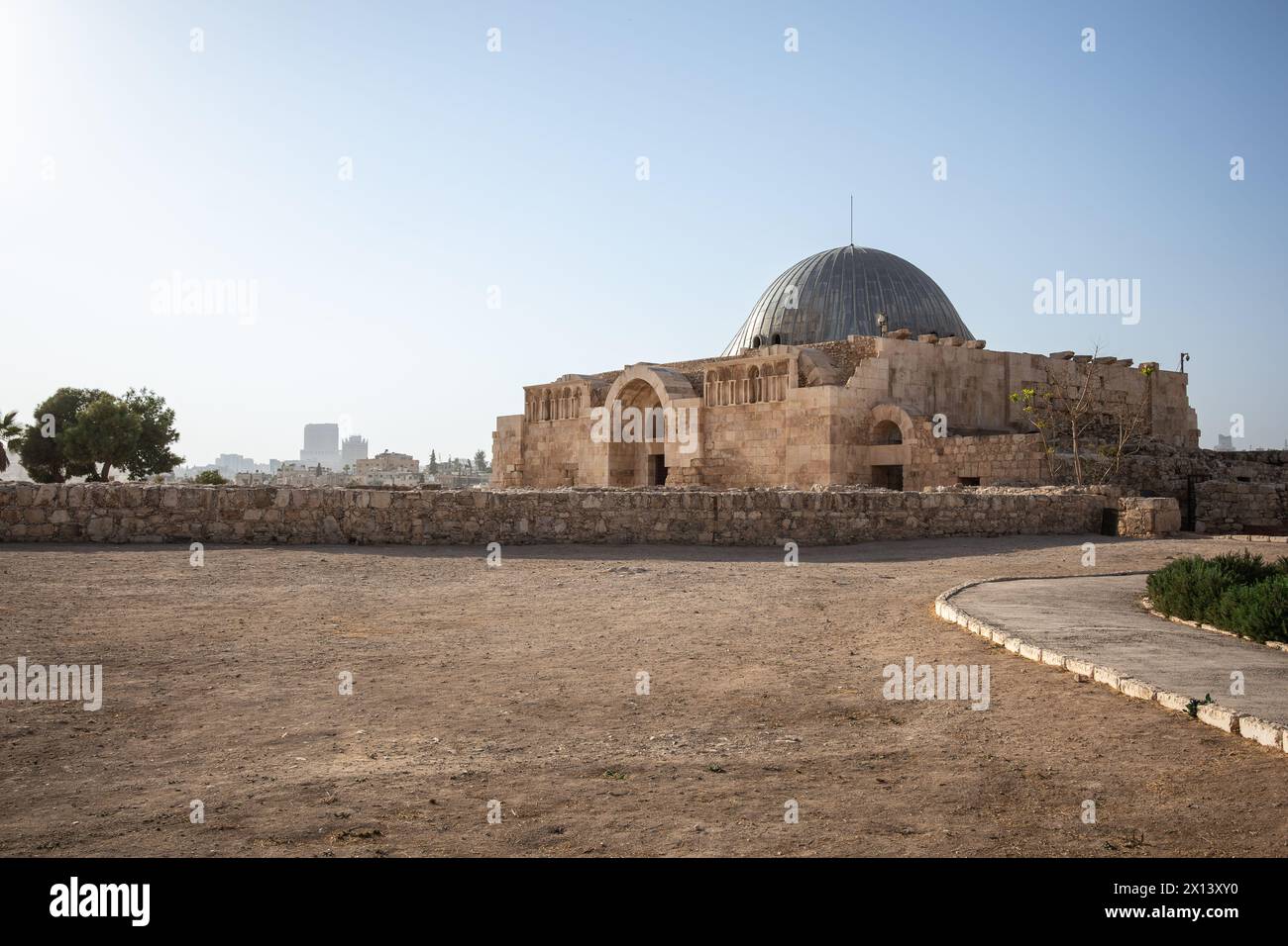 L'Umayyad Palace è un grande complesso sontuoso nella città di Amman. Scenario architettonico in Medio Oriente. Foto Stock