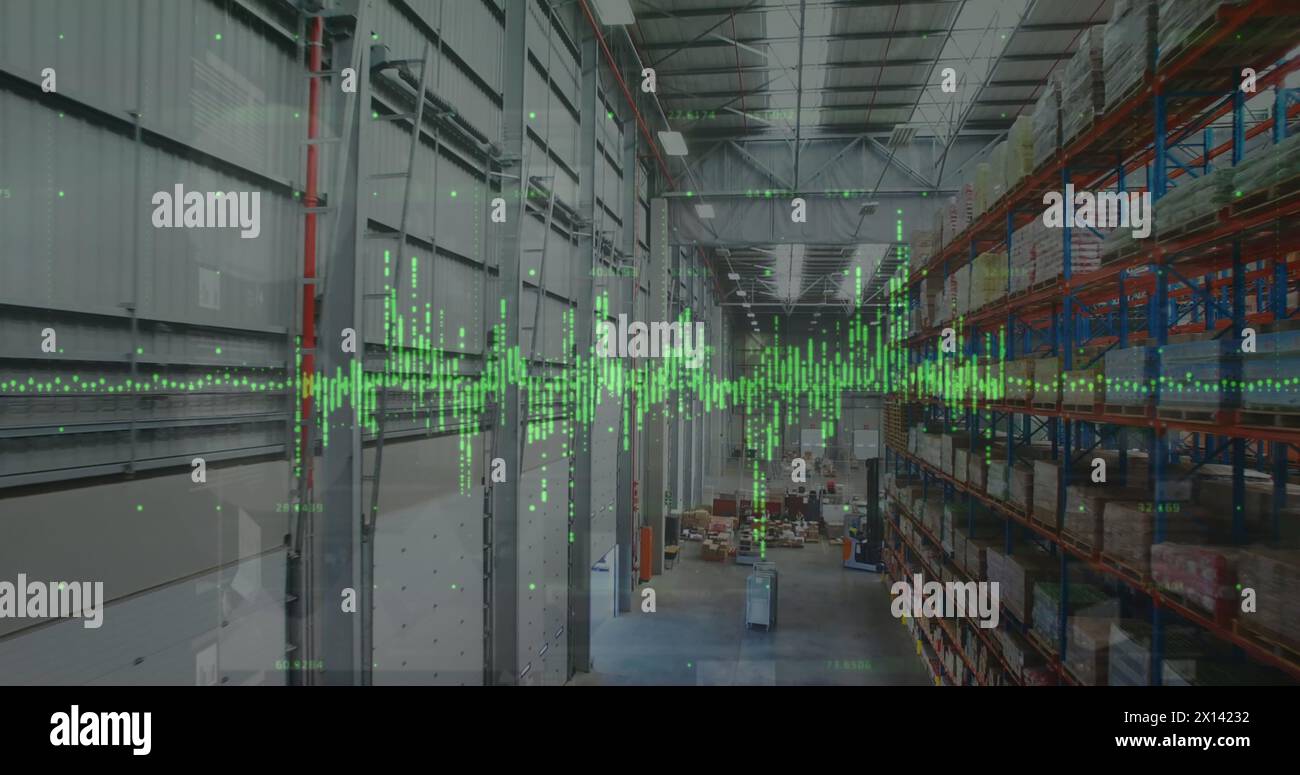 Immagine dell'elaborazione dei dati su un magazzino vuoto Foto Stock