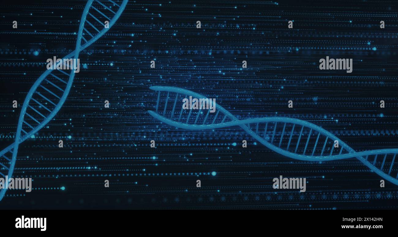 Immagine di filamenti di dna con elaborazione dei dati Foto Stock