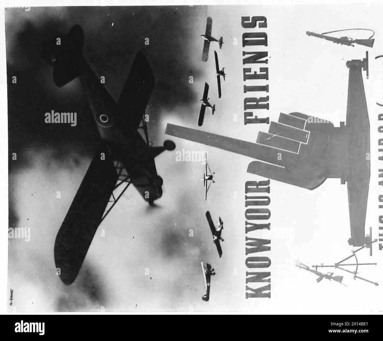 Un poster disegnato da Tenente Games per la campagna ABCA, che illustra l'identificazione degli aeromobili e la consapevolezza della difesa antiaerea (Ack-Ack). Foto Stock