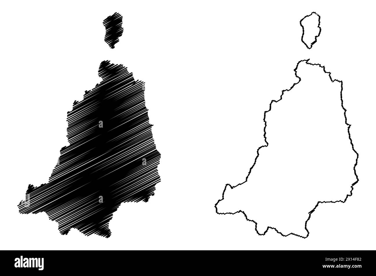 Visp District (Svizzera, Confederazione Svizzera, Canton Vallese o Wallis) cartina illustrazione vettoriale, schizzo di barattolo Bezirk Visp MAP Illustrazione Vettoriale