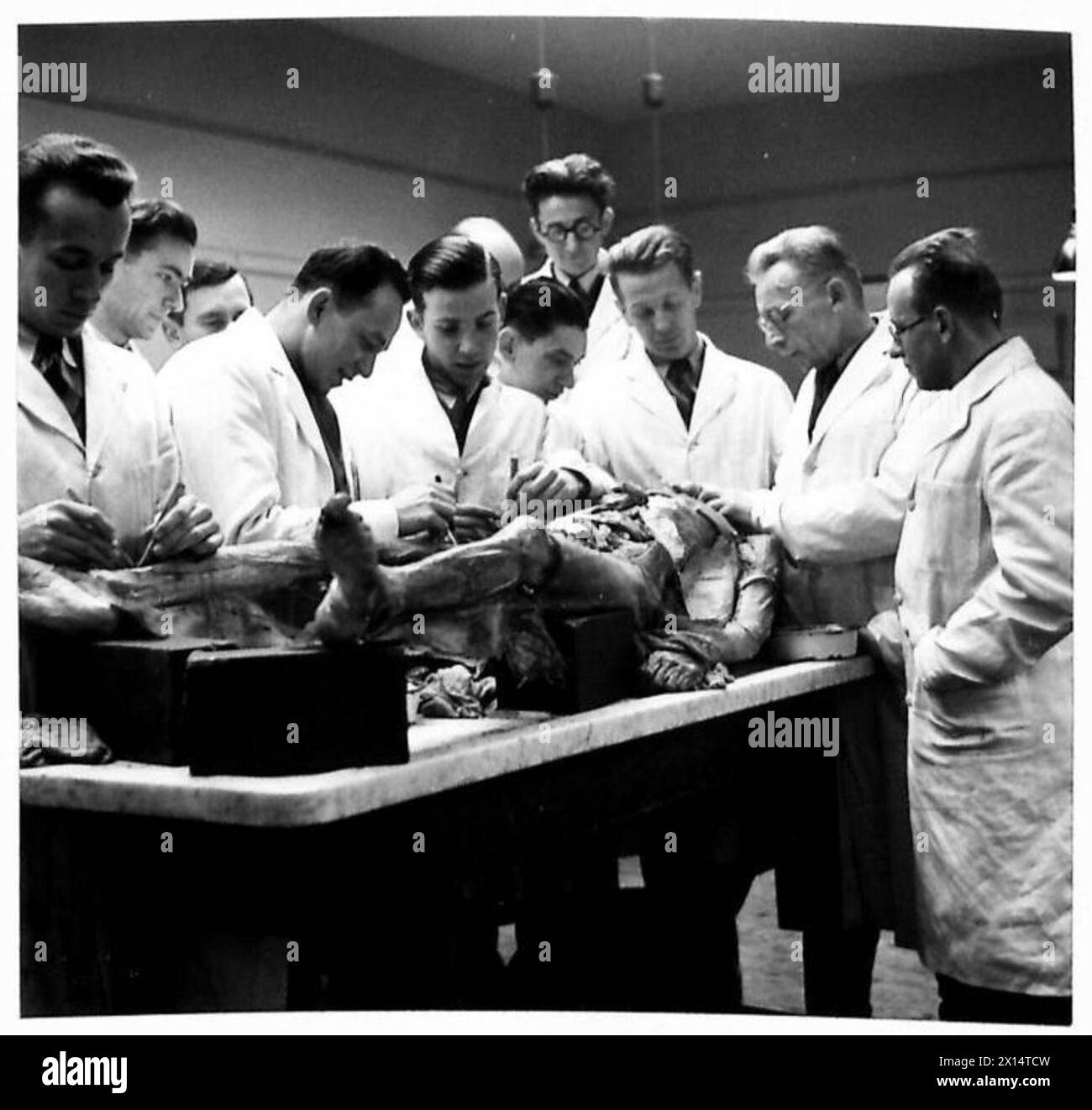 Il professor Tadeusz Rogalski insegna agli studenti dell'esercito polacco nel dipartimento di anatomia della Scuola polacca di Medicina, Università di Edimburgo. La scuola ha fornito formazione agli ufficiali medici e agli studenti del i corpo polacco tra il 1941 e il 1949. Foto Stock