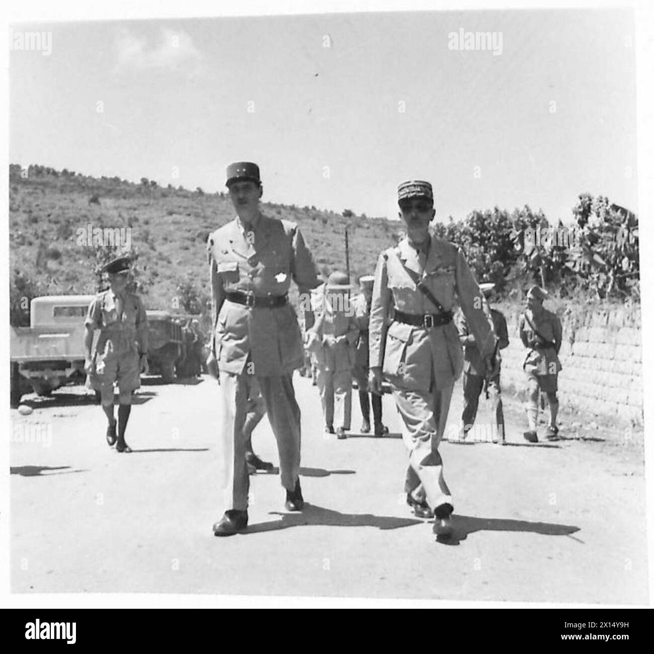 VISITA DEL GENERALE DE GAULLE A BEYROUTH - generale de Gaulle e generale Catroux, esercito britannico Foto Stock