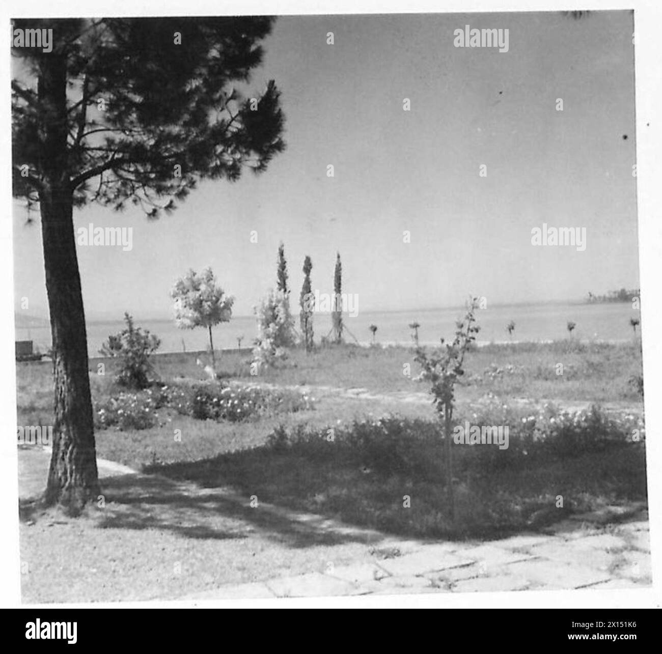 Il lago Trasimeno e l'isola di Polvese dopo che l'Ottava Armata conquistò Magione. Foto Stock