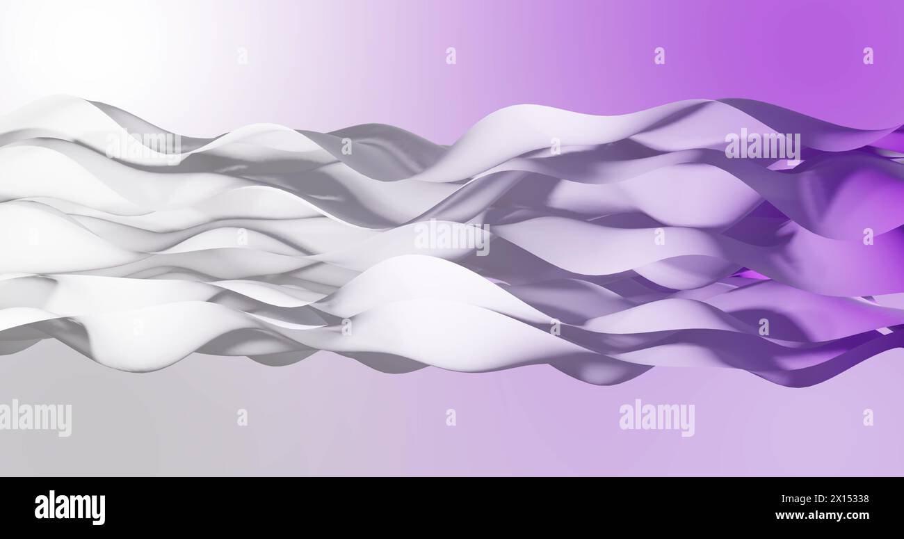 Immagine di strati sfumati da bianco a viola che si muovono su sfondo sfumato viola Foto Stock