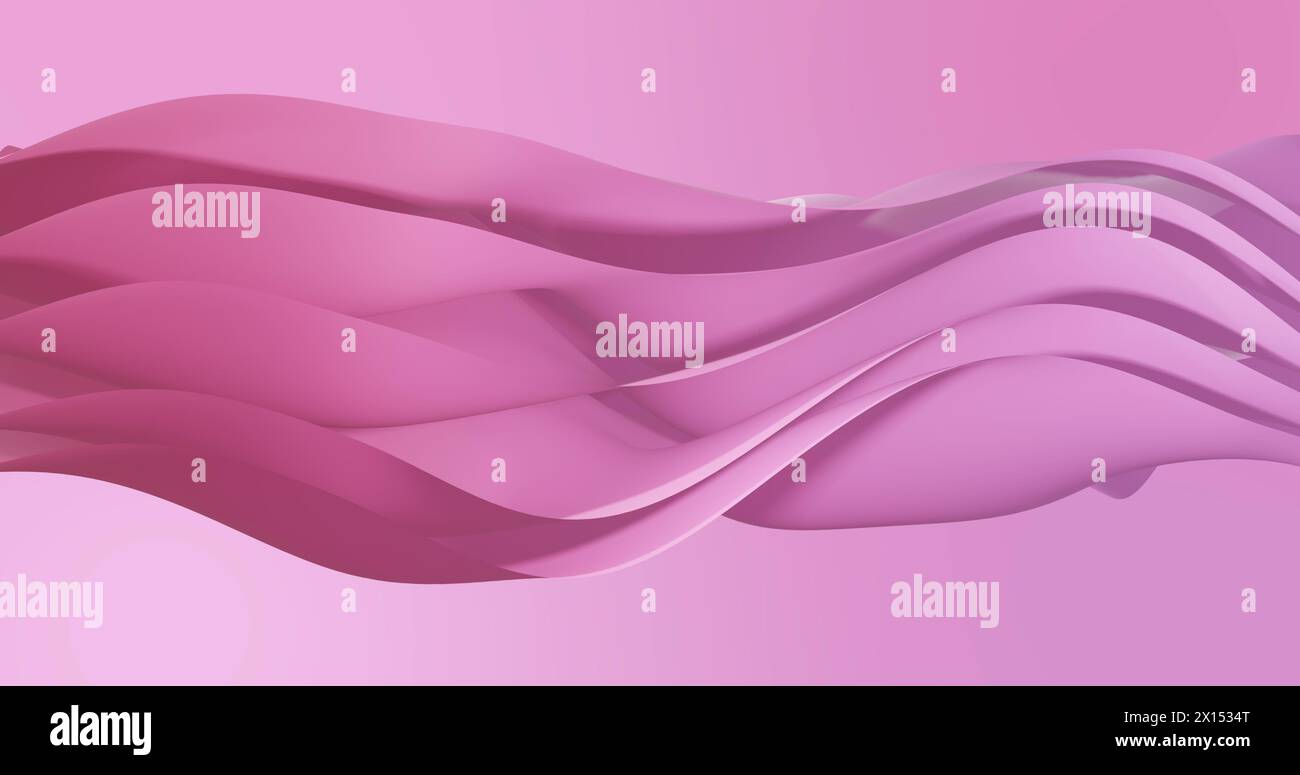 Immagine di strati di gradiente rosa che ondeggiano su sfondo di gradiente rosa Foto Stock