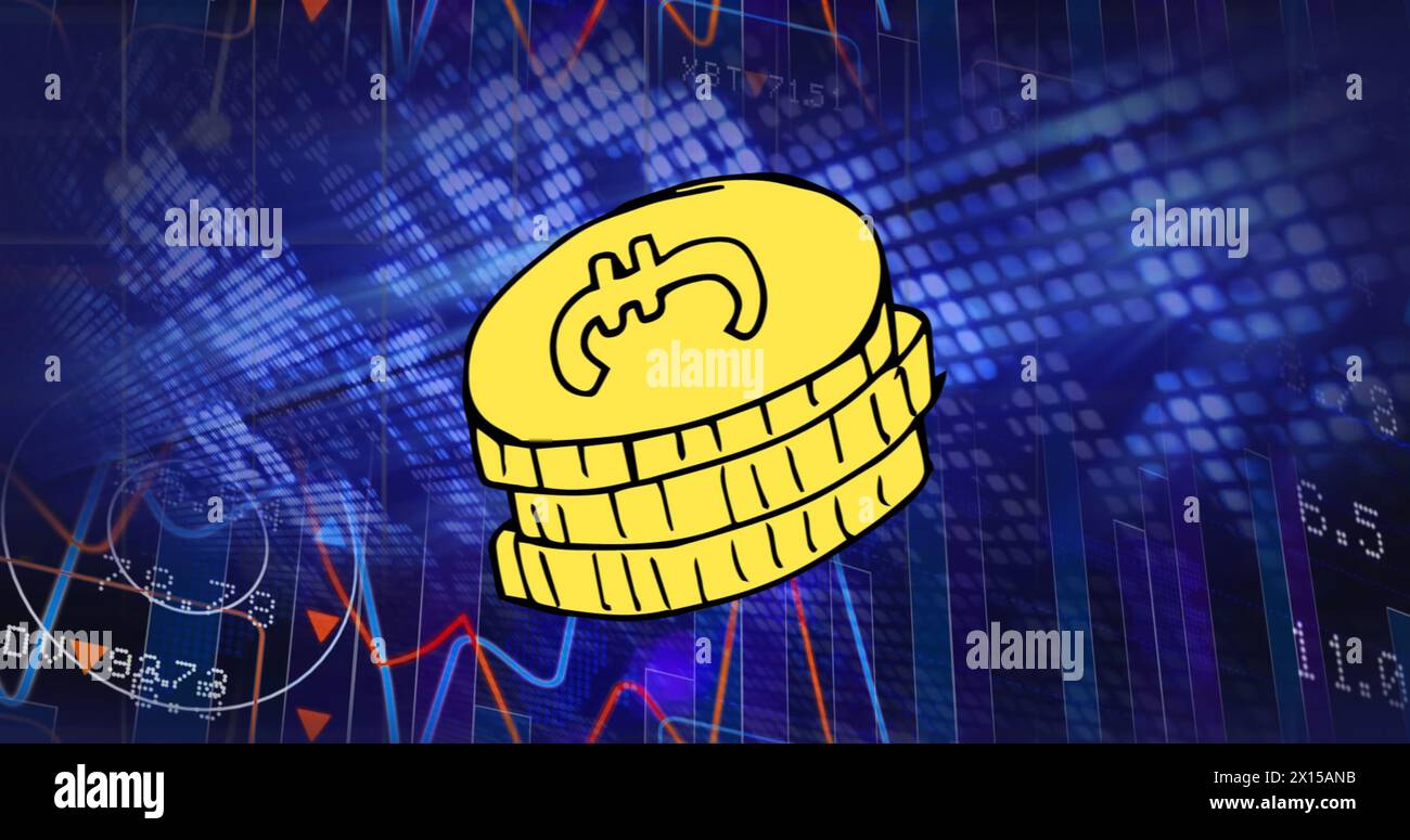 Immagine del globo sull'elaborazione dei dati finanziari Foto Stock