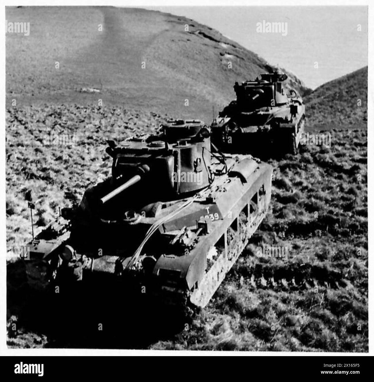 I carri armati pattugliarono l'area di Downs durante un'esercitazione militare sulla costa meridionale. Foto Stock