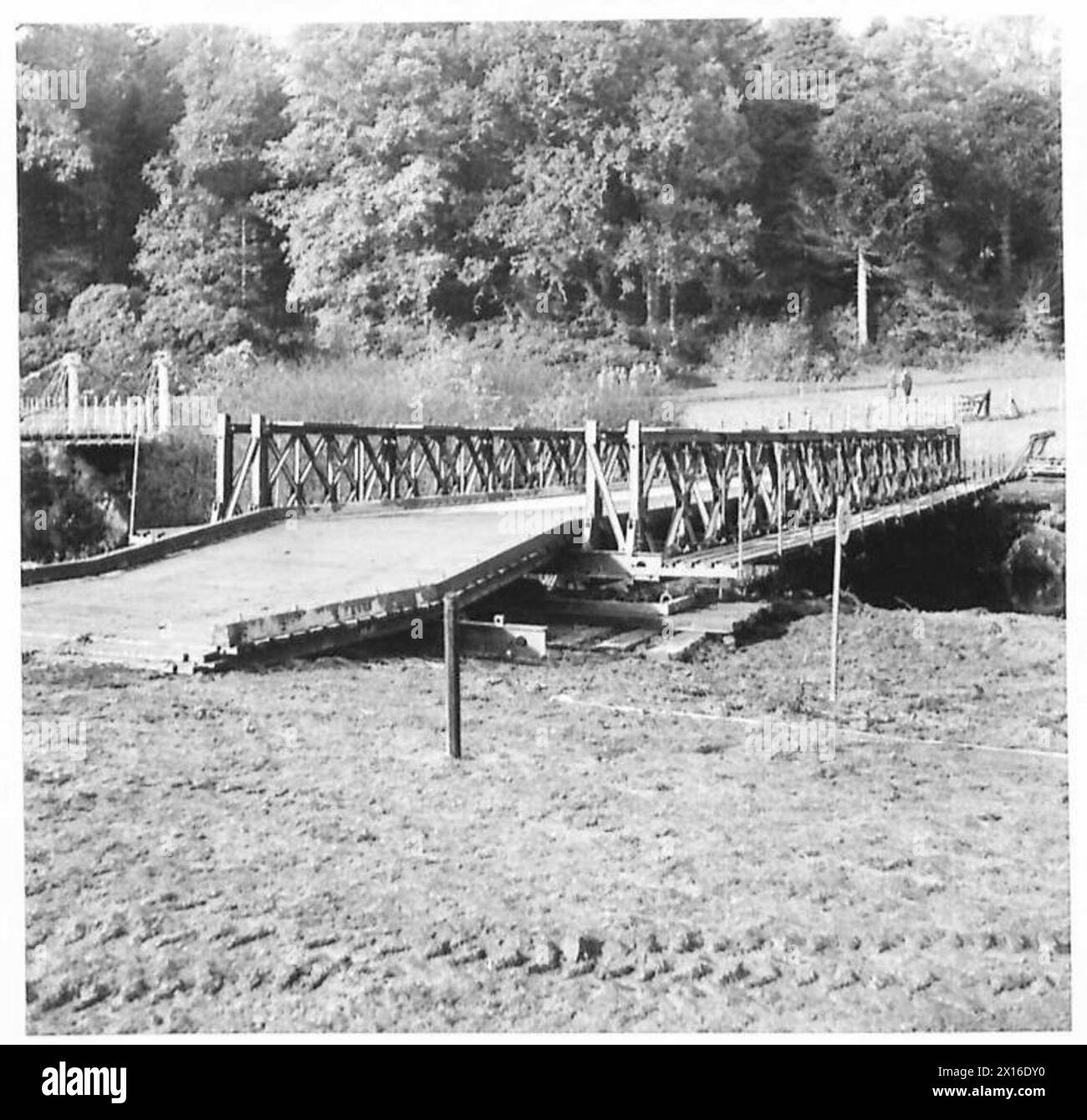 N. 1 Bailey Bridge, un ponte militare prefabbricato utilizzato per il rapido dispiegamento e il movimento delle truppe. Foto Stock
