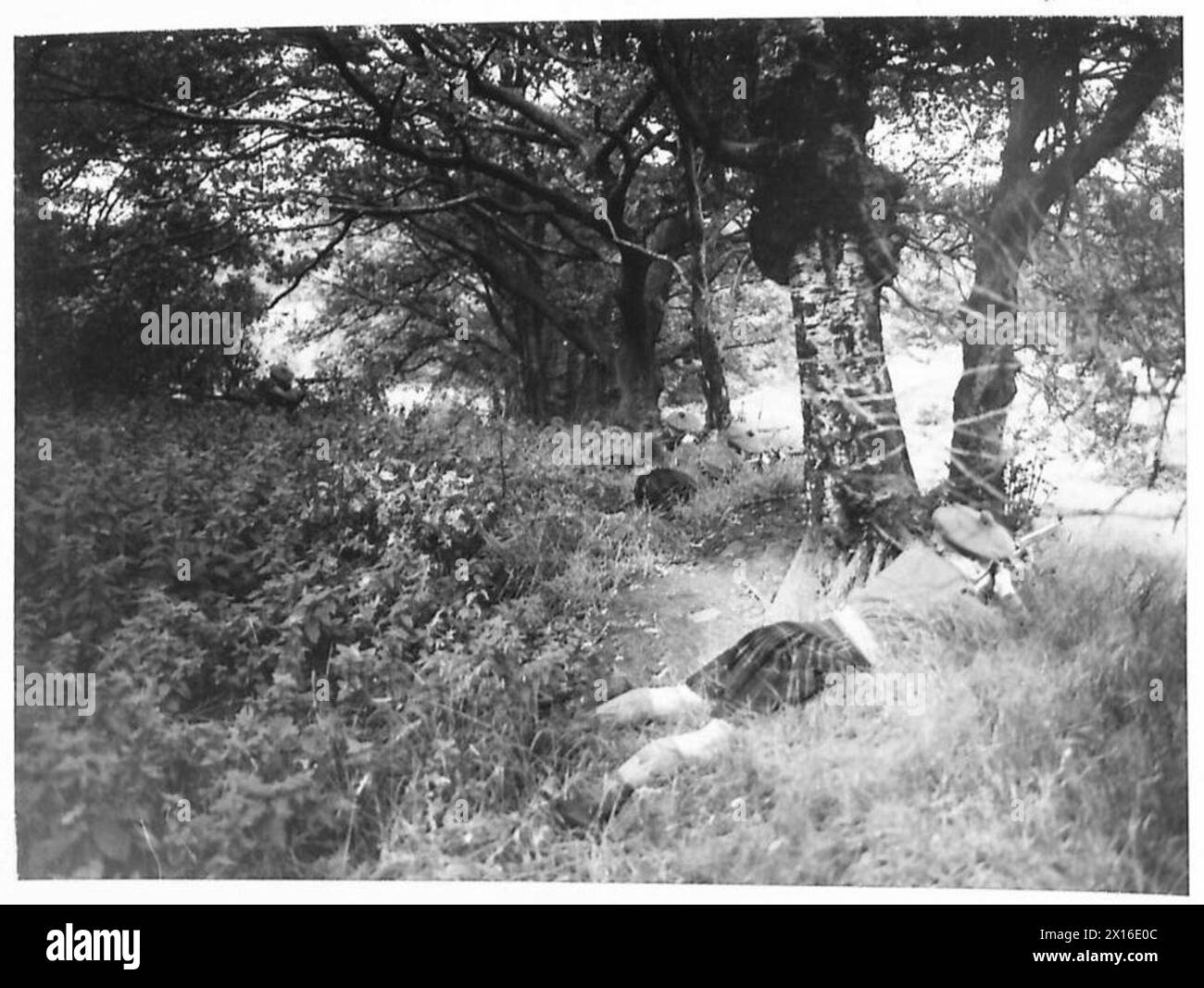 I cadetti scozzesi di Liverpool usano una copertura naturale durante gli esercizi di allenamento. Foto Stock