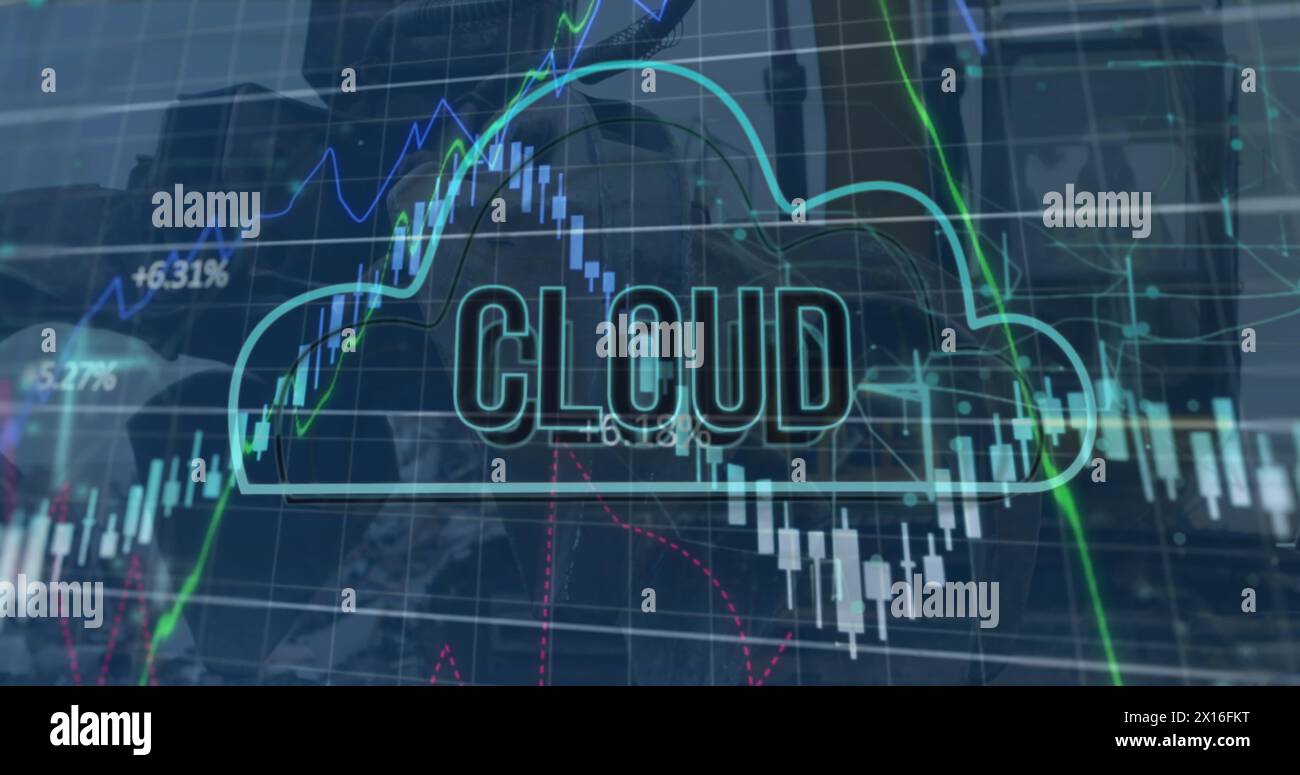 Immagine di testo nuvola nel fumetto con più grafici su primo piano del artiglio della gru Foto Stock