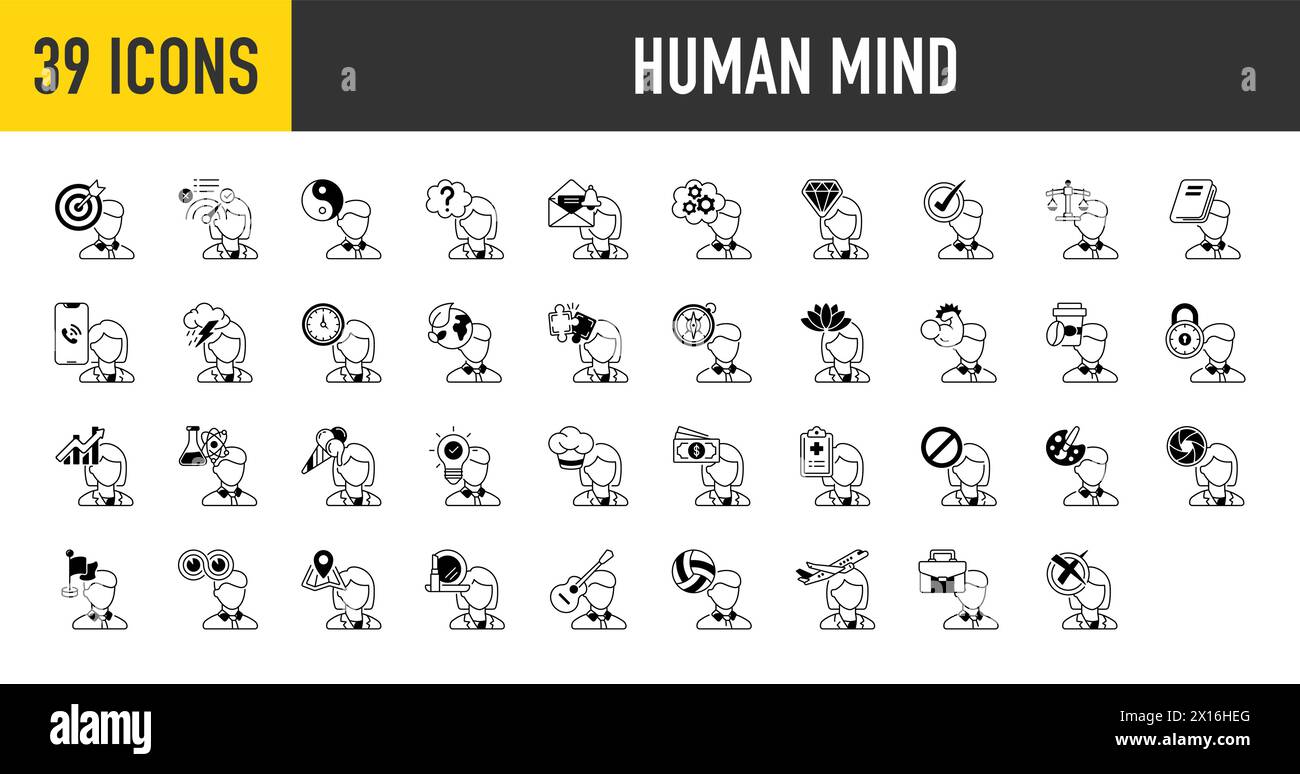 Illustrazione vettoriale dell'icona di Human Mind idea per Web e app. Teste pensanti Illustrazione Vettoriale