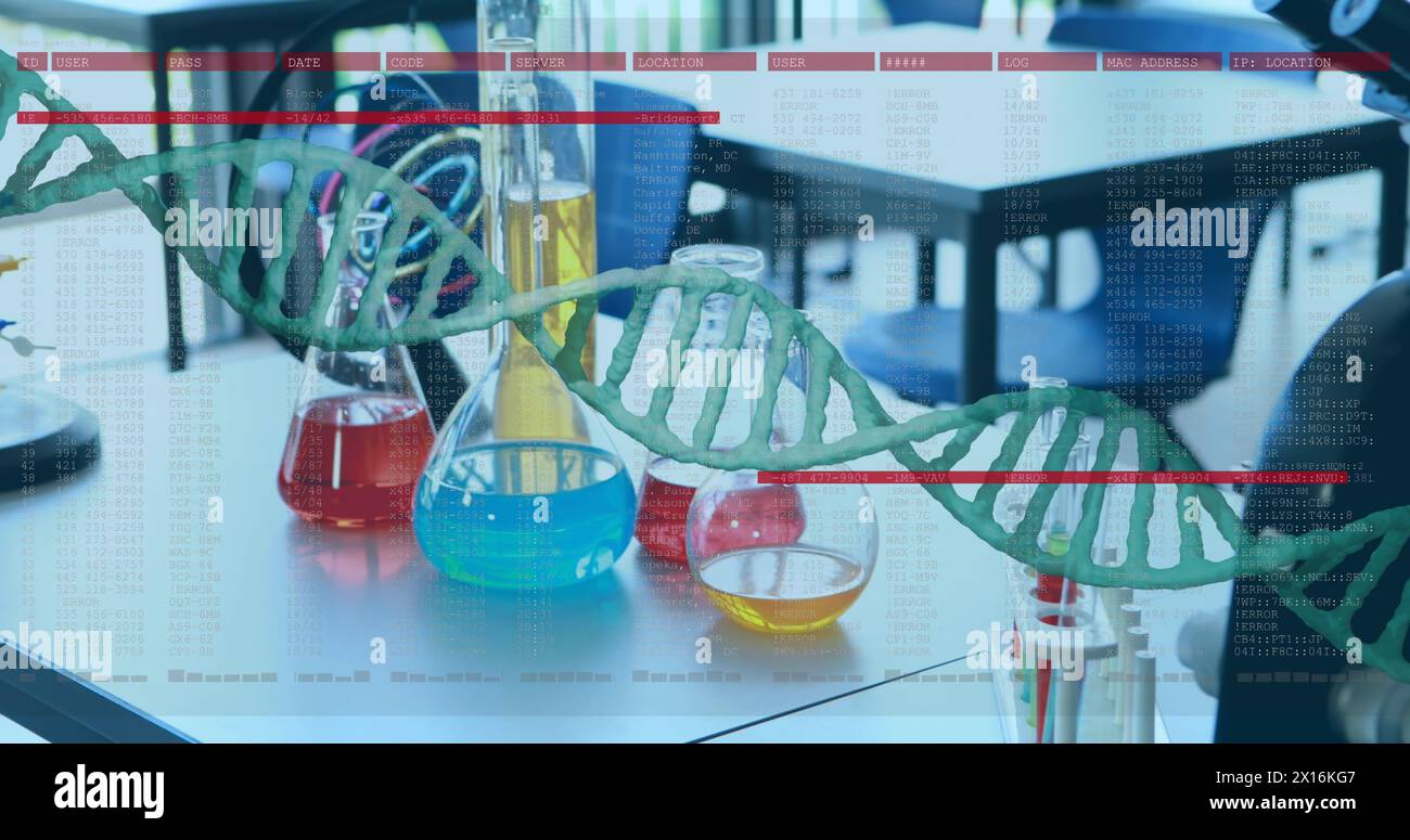Immagine del filamento di dna sul laboratorio Foto Stock