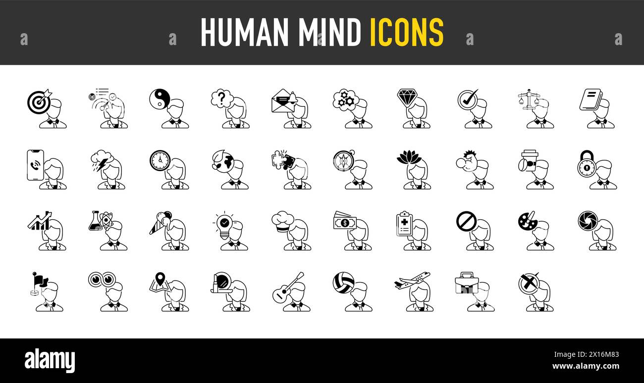 Illustrazione vettoriale dell'icona di Human Mind idea per Web e app. Teste pensanti Illustrazione Vettoriale