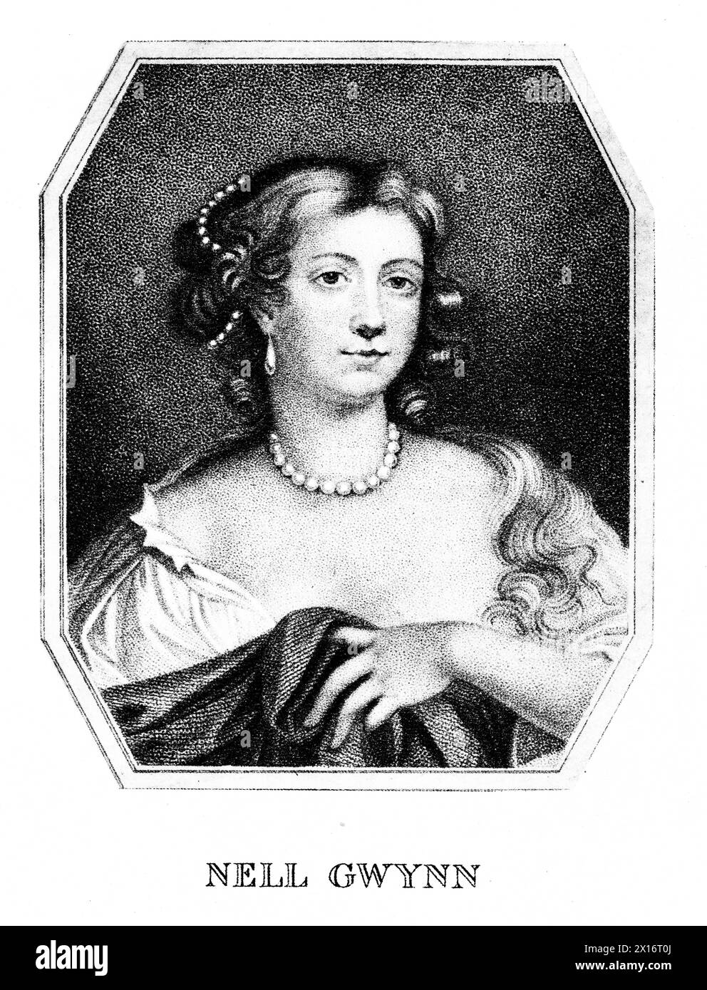 Eleanor 'nel' Gwyn (1650-1687), XVIII secolo. Di Nicolas Schenker (c1760-1848), dopo Peter Lely (1618-1680). Nell Gwyn è stata un'attrice teatrale inglese e una figura celebrità del periodo della Restaurazione. È nota soprattutto per essere stata un'amante di lunga data di re Carlo II d'Inghilterra. Foto Stock