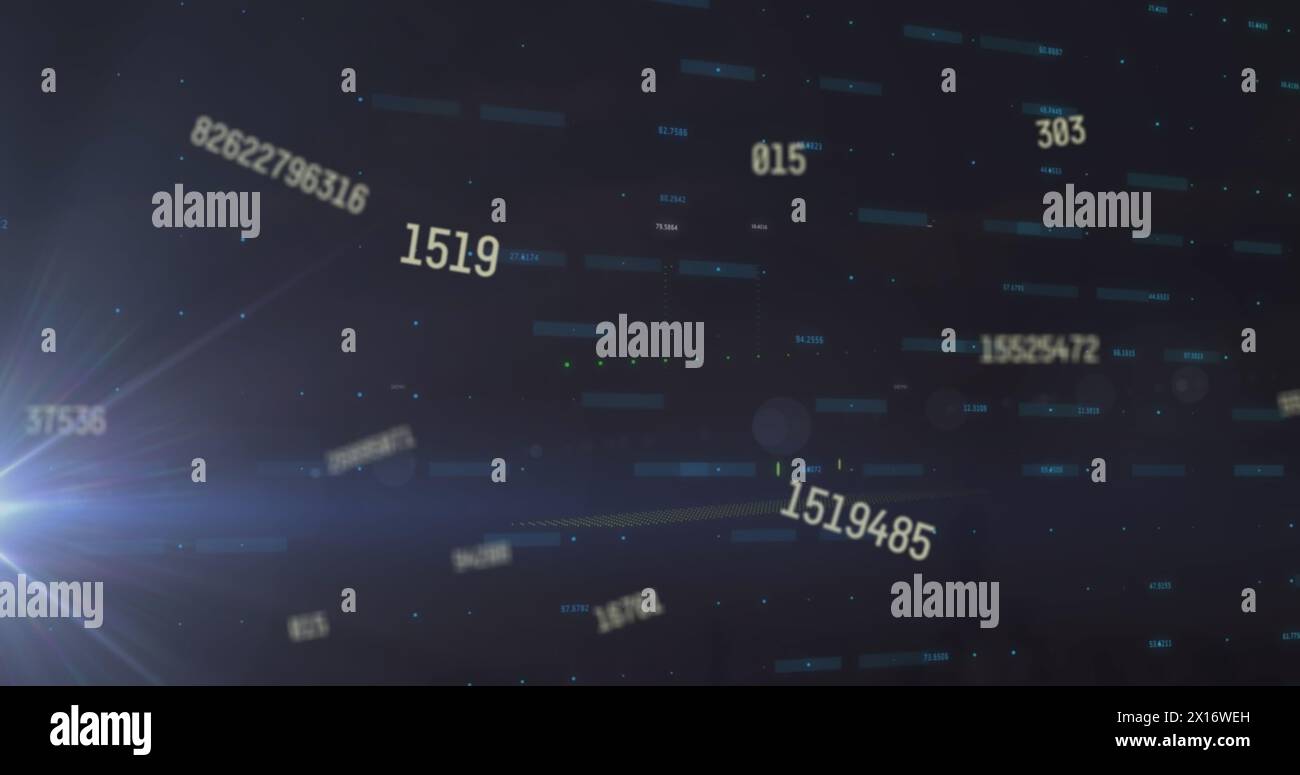 Immagine dei numeri e elaborazione dei dati finanziari Foto Stock