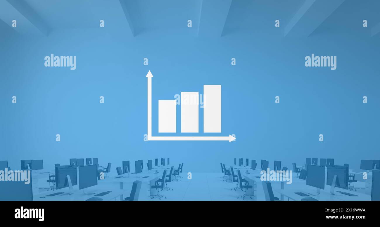 Immagine del trattamento dei dati statistici contro uffici vuoti Foto Stock