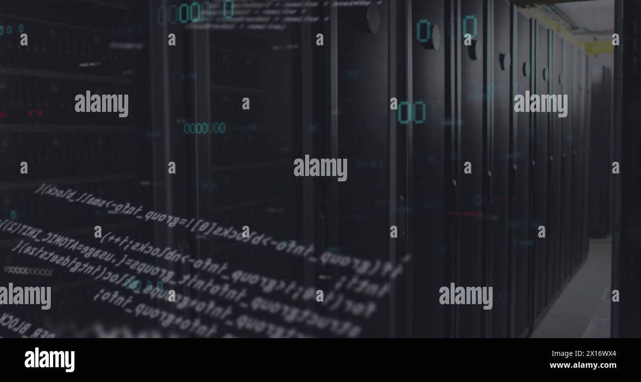 Immagine dell'elaborazione dei dati su server di computer Foto Stock