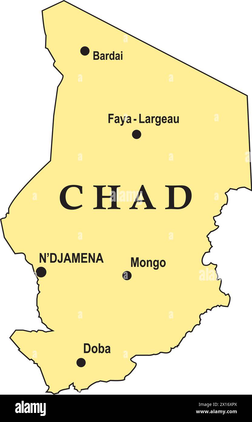 Mappa del paese del Ciad, sfondo del design dell'illustrazione vettoriale Illustrazione Vettoriale