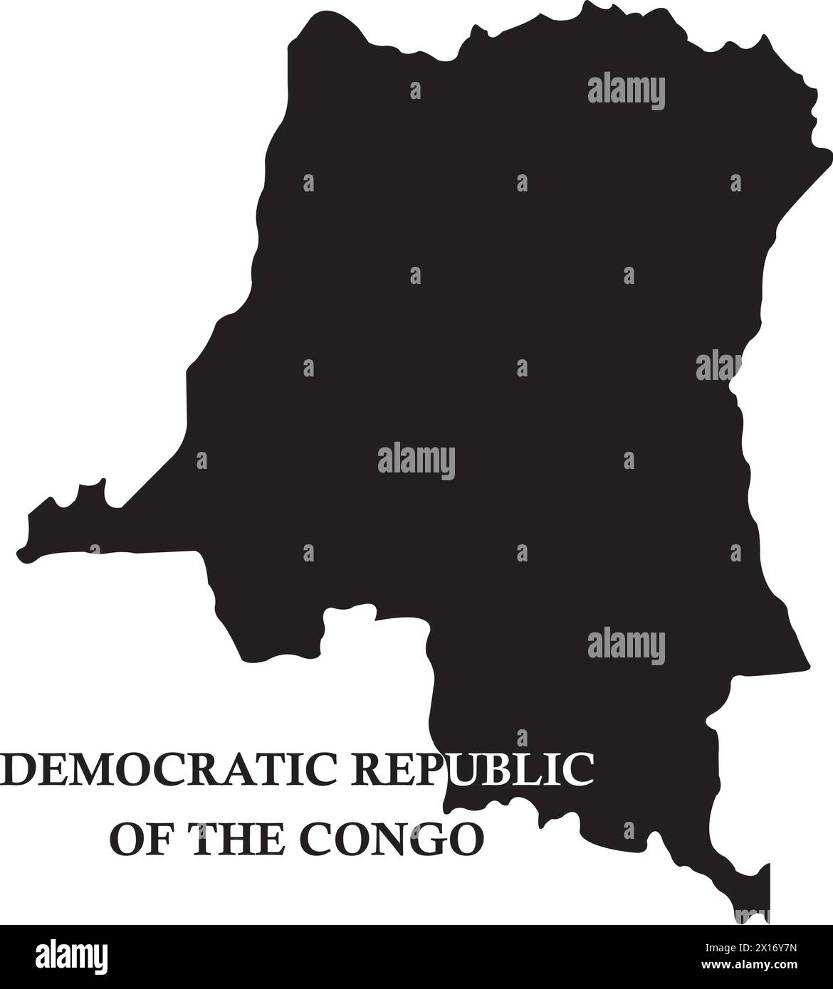 Mappa del paese della Repubblica Democratica del Congo, sfondo del disegno dell'illustrazione vettoriale Illustrazione Vettoriale