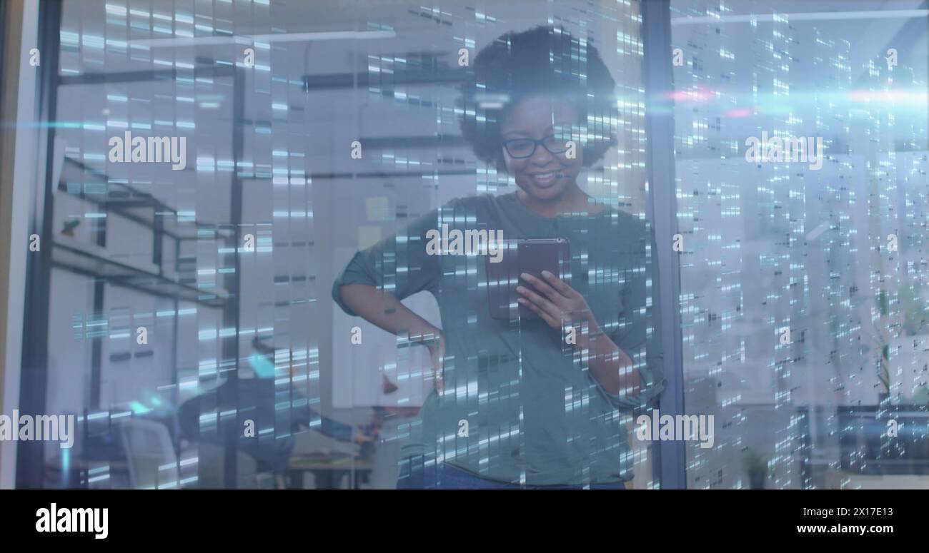 Immagine di colonne in movimento su una donna d'affari africana amercan Foto Stock