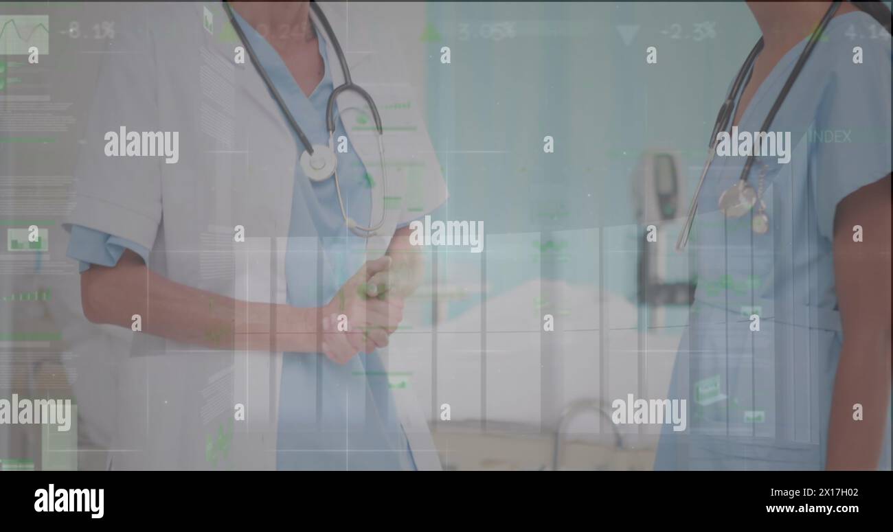 Immagine di statistiche ed elaborazione dei dati su diversi medici Foto Stock
