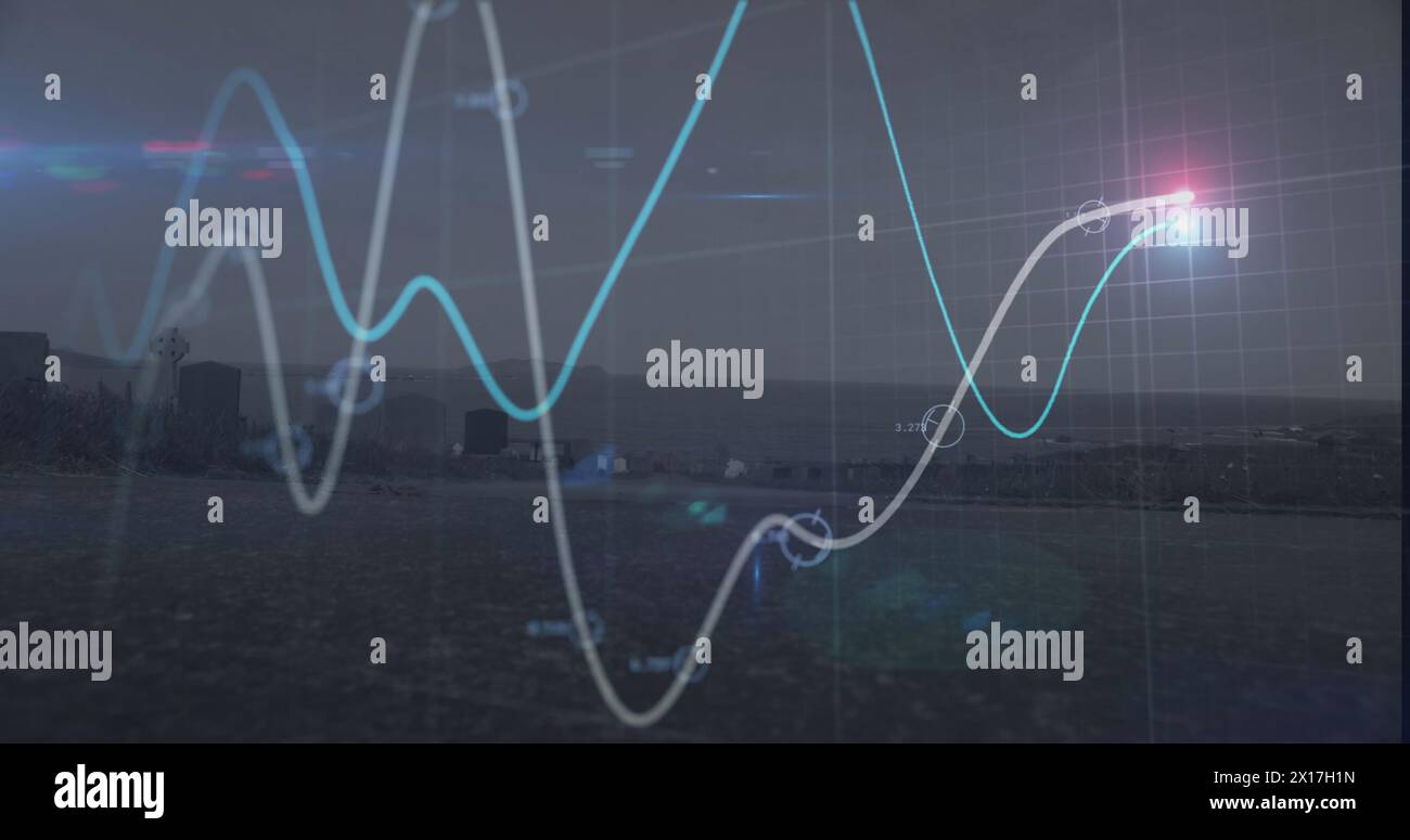 Immagine delle statistiche e dell'elaborazione dei dati finanziari su rete Foto Stock
