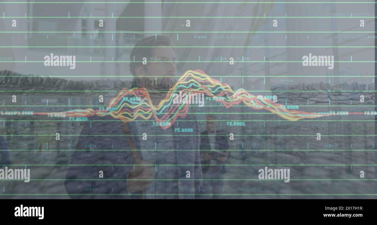Immagine dell'elaborazione dei dati su persone aziendali diverse Foto Stock