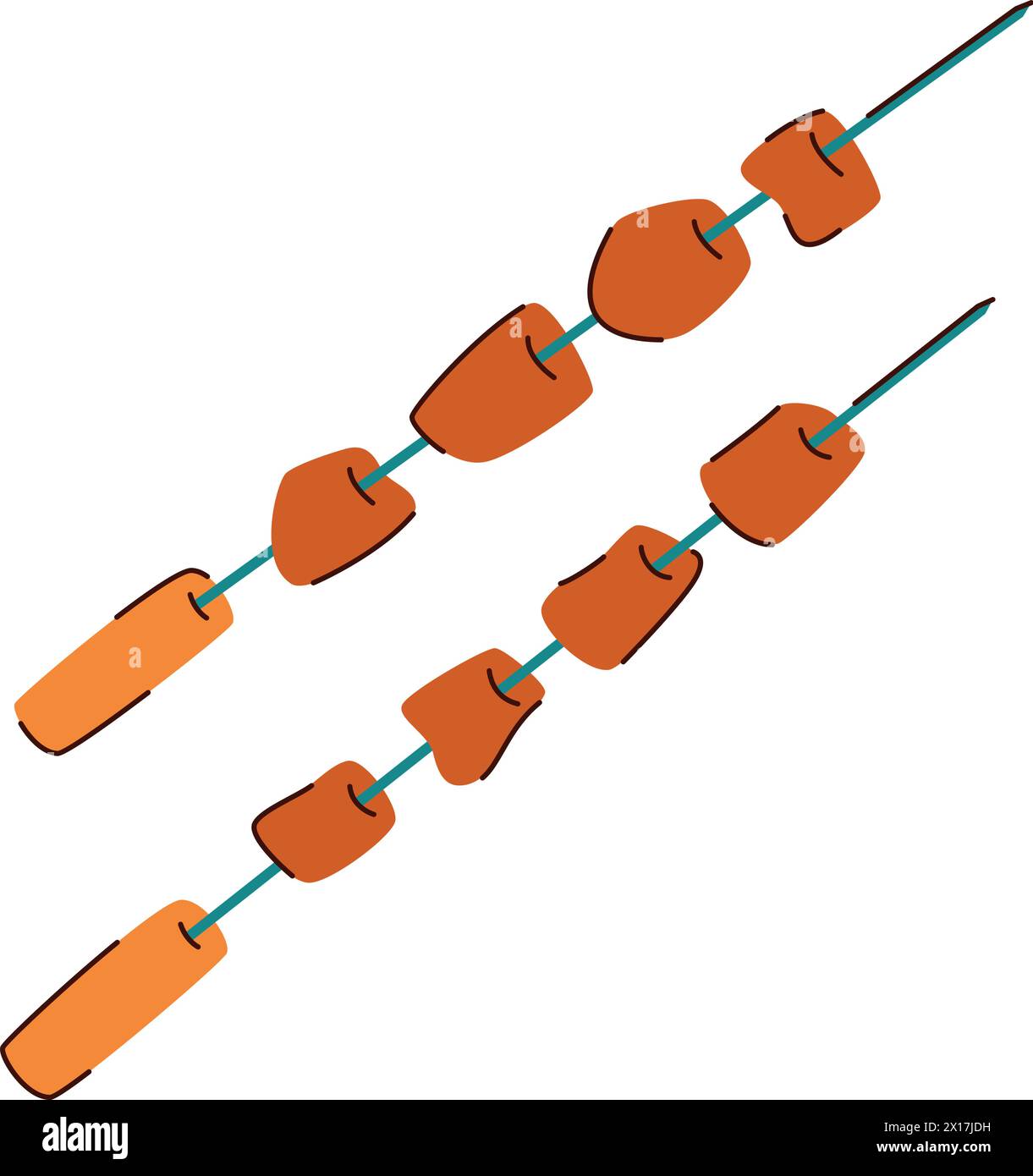 Spiedini con kebab shish, barbecue di manzo o maiale Illustrazione Vettoriale