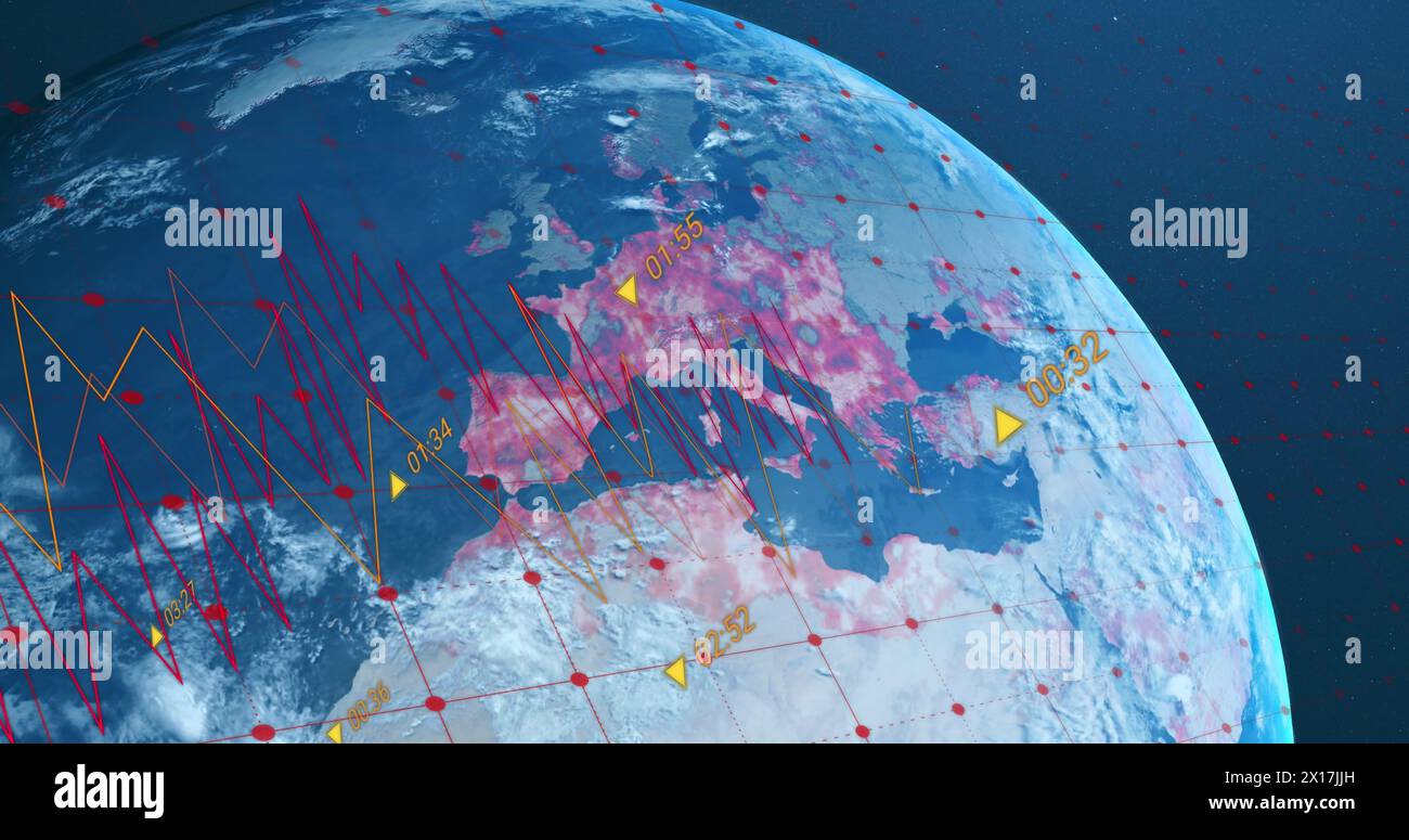 Immagine del globo sull'elaborazione dei dati Foto Stock