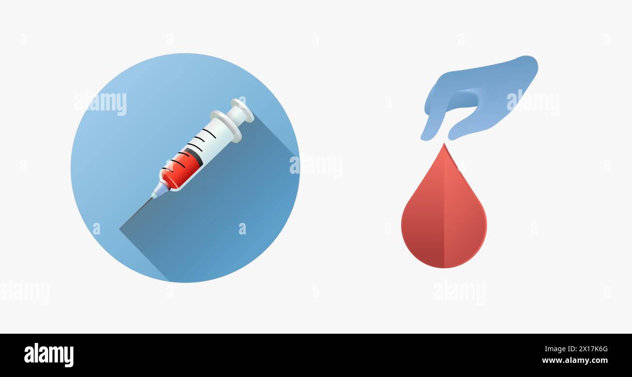 Immagine di icone mediche su sfondo bianco Foto Stock