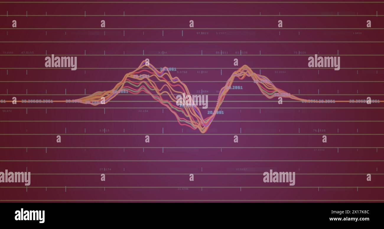 Immagine dell'elaborazione dei dati finanziari su sfondo scuro Foto Stock