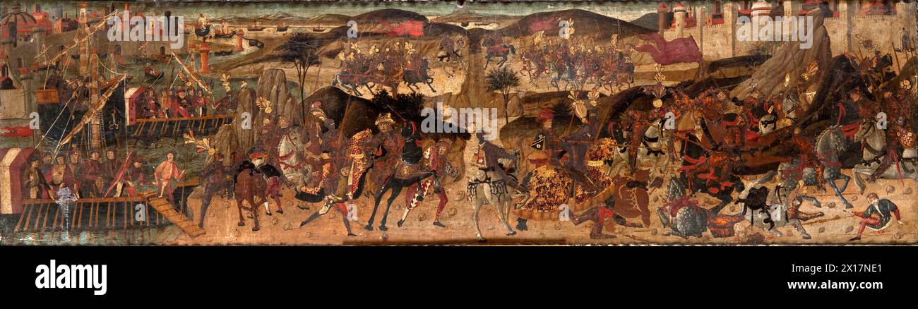 A Battle Scene - la battaglia di Pharsalus del Maestro di Marradi nella seconda metà del XV secolo Foto Stock