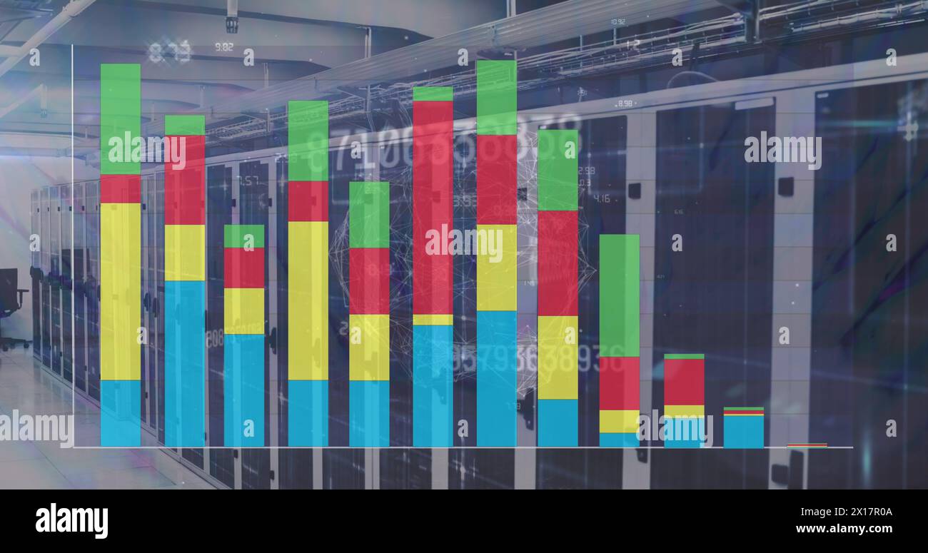 Immagine del grafico e dei numeri sui server Foto Stock